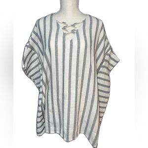 Listicle Striped Boxy Oversized Shirt Size Small